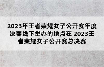 2023年王者荣耀女子公开赛年度决赛线下举办的地点在 2023王者荣耀女子公开赛总决赛